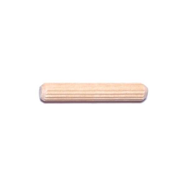 Midwest Fastener 1/4" x 1-1/2" Birch Wood Fluted Dowel Pins 100PK 08897 - main